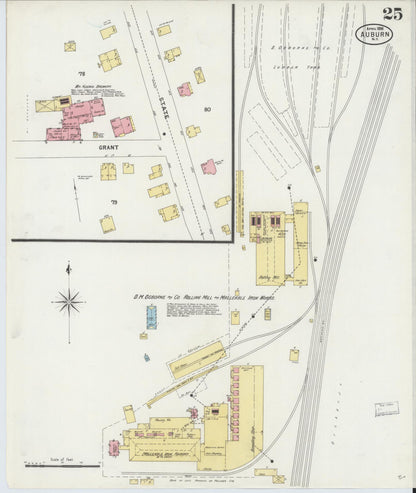 Sanborn Fire Insurance Map from Auburn, Cayuga County, New York (1898), Sheet #0025 - Historic Sanborn Fire Insurance Map Print, vintage old map wall art, antique decor, genealogy gift, New York New York map