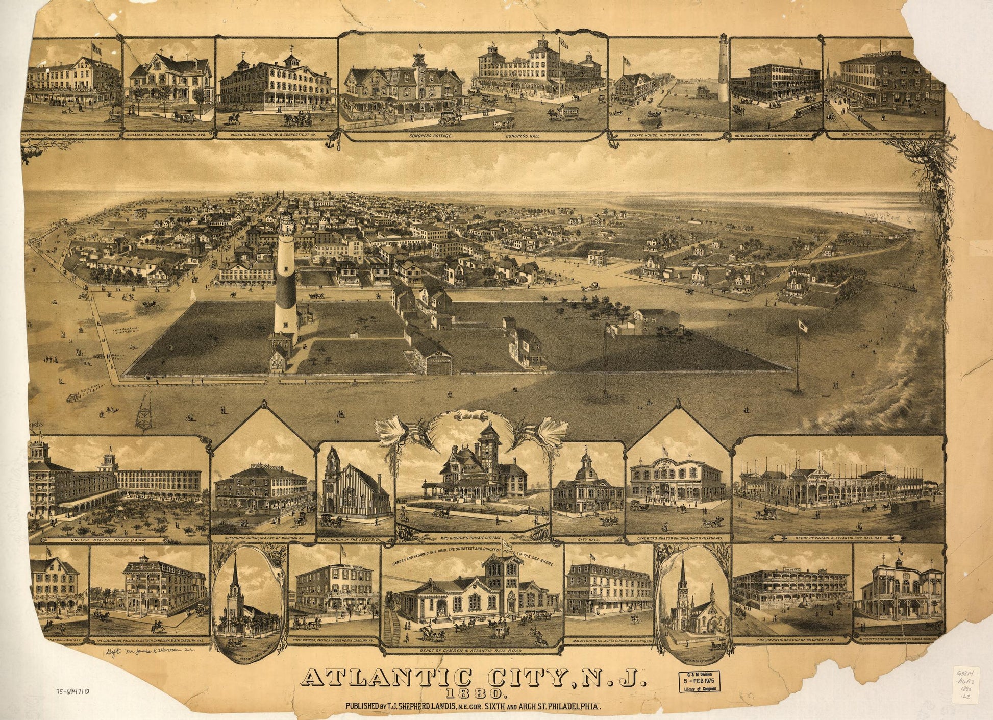Atlantic City, N.J. 1880. (1880) – Historic Bird’s-Eye View Panorama Print