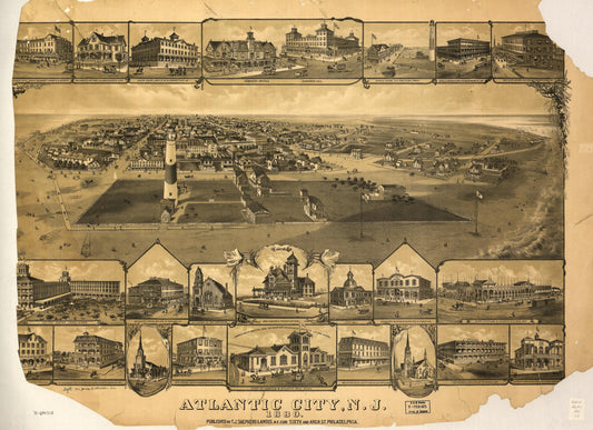 Atlantic City, N.J. 1880. (1880) – Historic Bird’s-Eye View Panorama Print