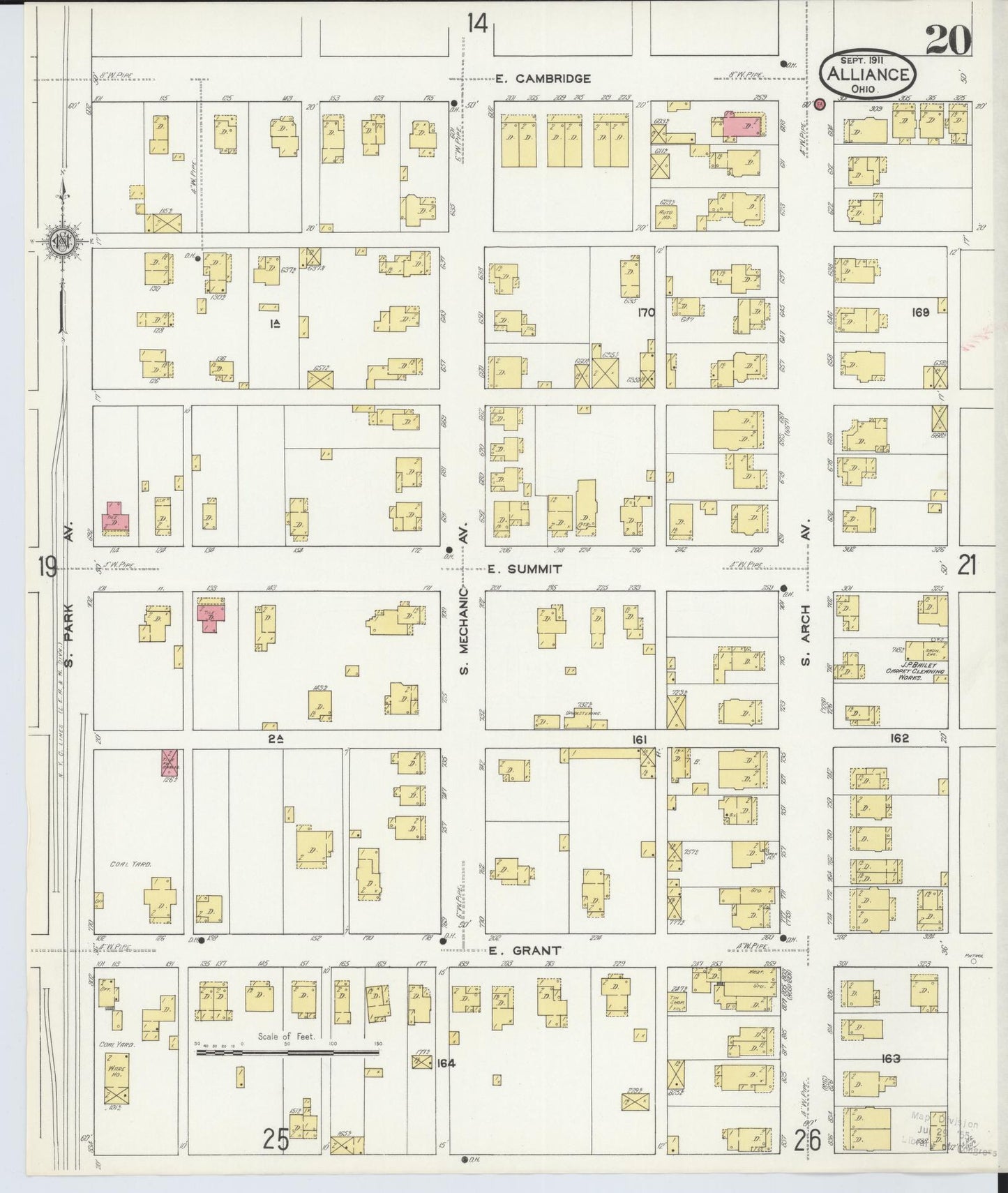 Sanborn Fire Insurance Map from Alliance, Stark County, Ohio (1911), Sheet #0020 - Historic Sanborn Fire Insurance Map Print, vintage old map wall art, antique decor, genealogy gift, Ohio Ohio map