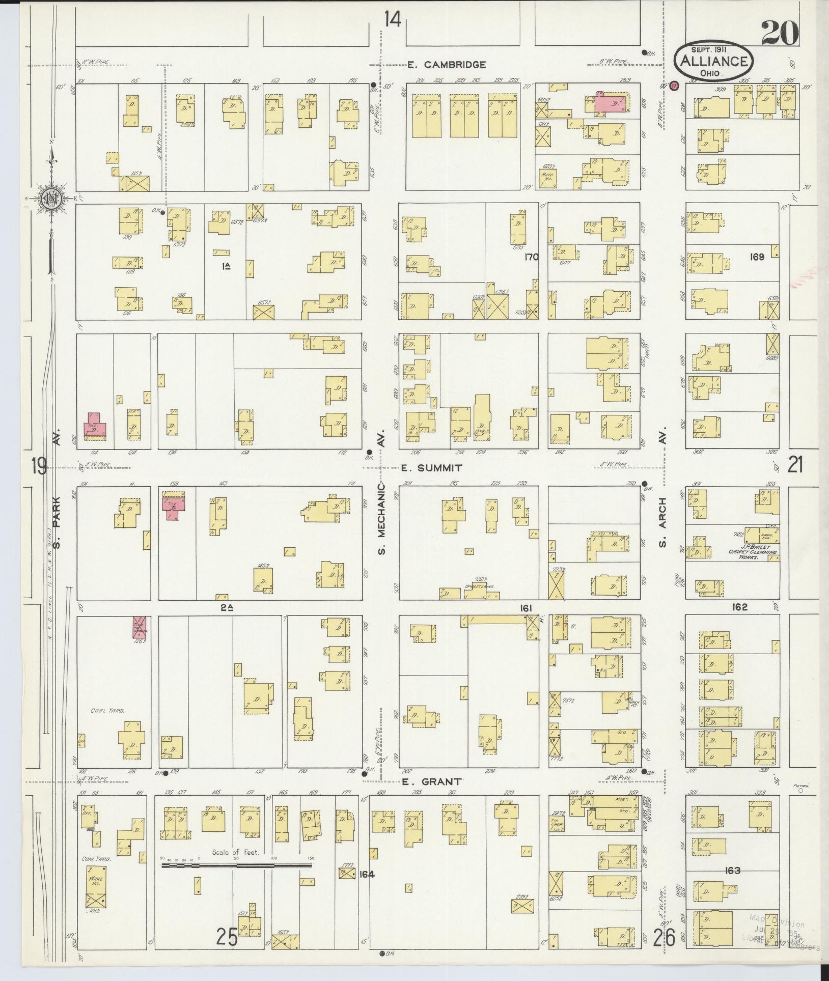 Sanborn Fire Insurance Map from Alliance, Stark County, Ohio (1911), Sheet #0020 - Historic Sanborn Fire Insurance Map Print, vintage old map wall art, antique decor, genealogy gift, Ohio Ohio map