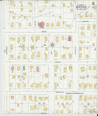 Sanborn Fire Insurance Map from Montpelier, Williams County, Ohio (1905), Sheet #0003 - Complete Map Set gallery image, historic Sanborn map, vintage wall art, Ohio Ohio