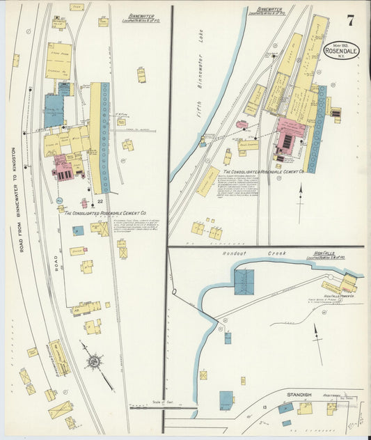 Sanborn Fire Insurance Map from Rosendale, Ulster County, New York (1913), Sheet #0007 - Historic Sanborn Fire Insurance Map Print, vintage old map wall art, antique decor, genealogy gift, New York New York map