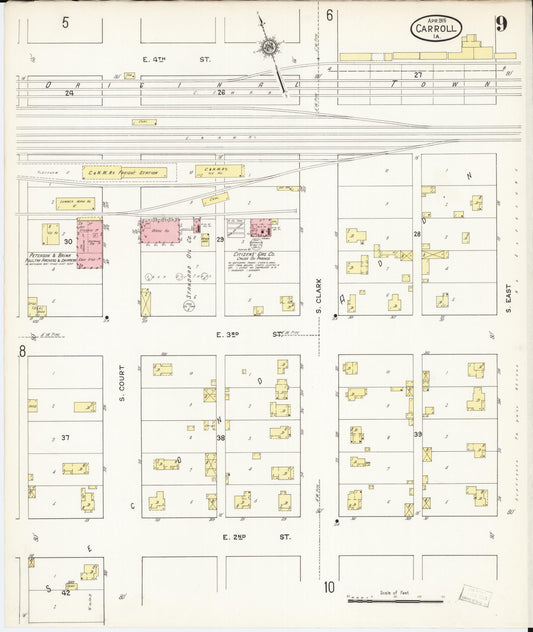 Sanborn Fire Insurance Map from Carroll, Carroll County, Iowa (1915), Sheet #0009 - Historic Sanborn Fire Insurance Map Print, vintage old map wall art