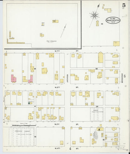 Sanborn Fire Insurance Map from Manchester, Adams County, Ohio (1904), Sheet #0005 - Historic Sanborn Fire Insurance Map Print, vintage old map wall art, antique decor, genealogy gift, Ohio Ohio map
