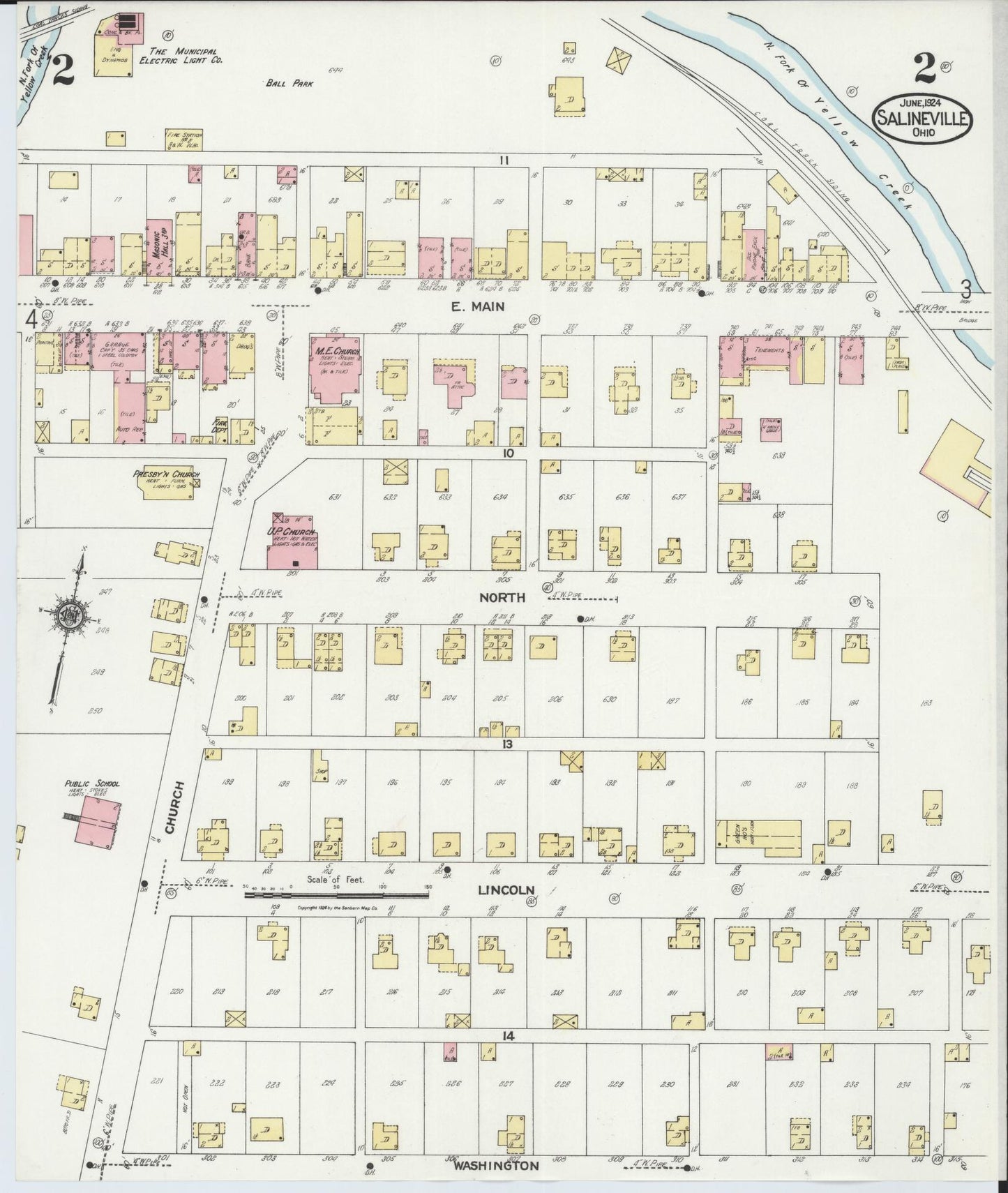 Sanborn Fire Insurance Map from Salineville, Columbiana County, Ohio (1924), Sheet #0002 - Complete Map Set gallery image, historic Sanborn map, vintage wall art, Ohio Ohio