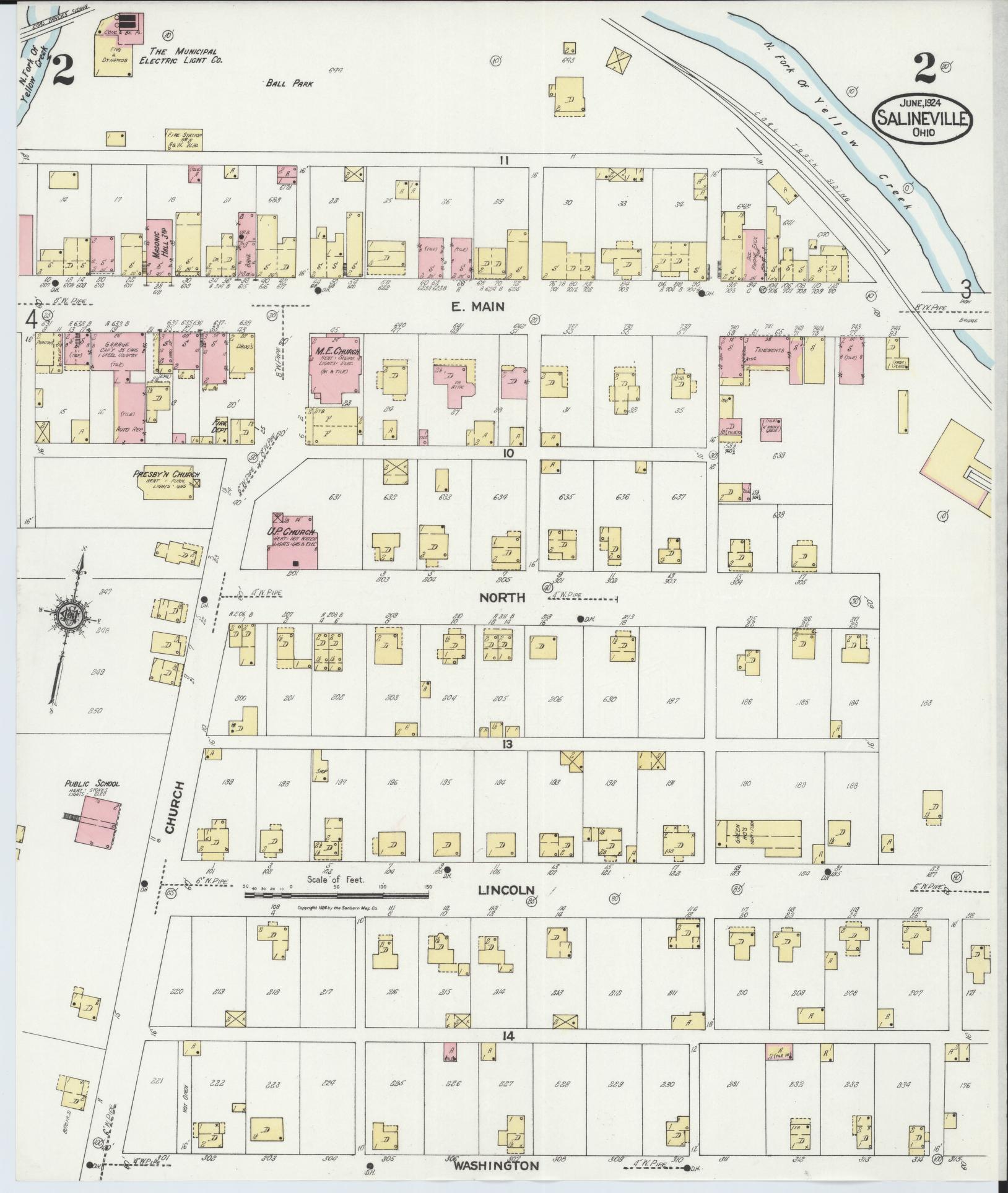 Sanborn Fire Insurance Map from Salineville, Columbiana County, Ohio (1924), Sheet #0002 - Complete Map Set gallery image, historic Sanborn map, vintage wall art, Ohio Ohio