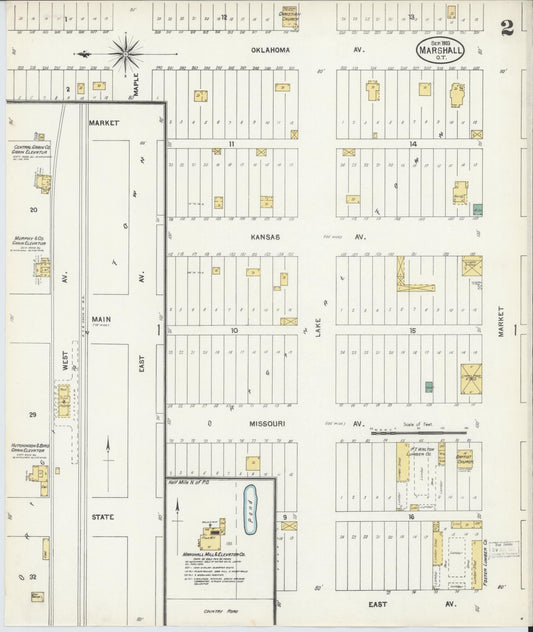 Sanborn Fire Insurance Map from Marshall, Logan County, Oklahoma (1903), Sheet #0002 - Historic Sanborn Fire Insurance Map Print, vintage old map wall art, antique decor, genealogy gift, Oklahoma Oklahoma map