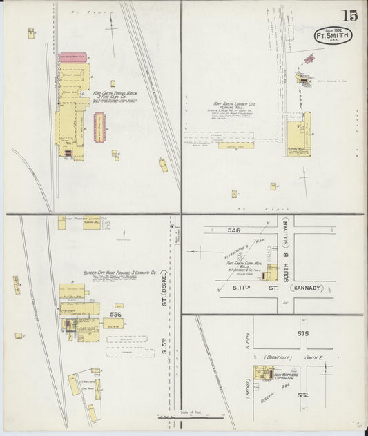 Sanborn Fire Insurance Map from Fort Smith, Sebastian County, Arkansas (1892), Sheet #0015 - Historic Sanborn Fire Insurance Map Print, vintage old map wall art, antique decor, genealogy gift, Arkansas Arkansas map