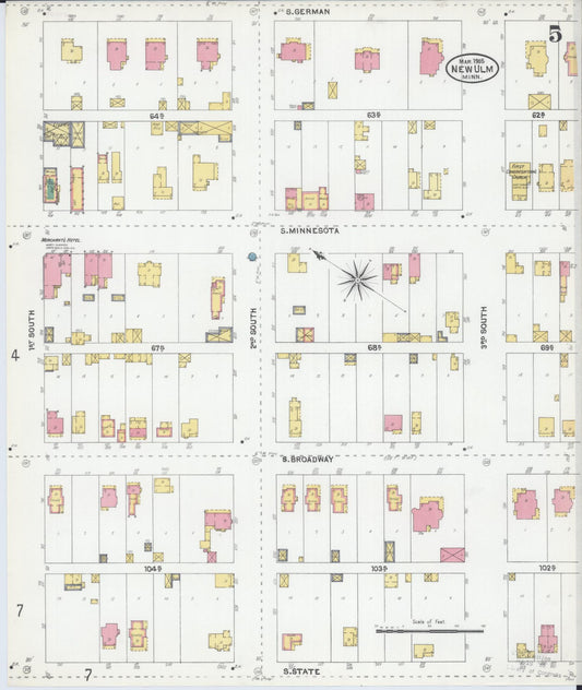 Sanborn Fire Insurance Map from New Ulm, Brown County, Minnesota (1905), Sheet #0005 - Historic Sanborn Fire Insurance Map Print, vintage old map wall art, antique decor, genealogy gift, Minnesota Minnesota map