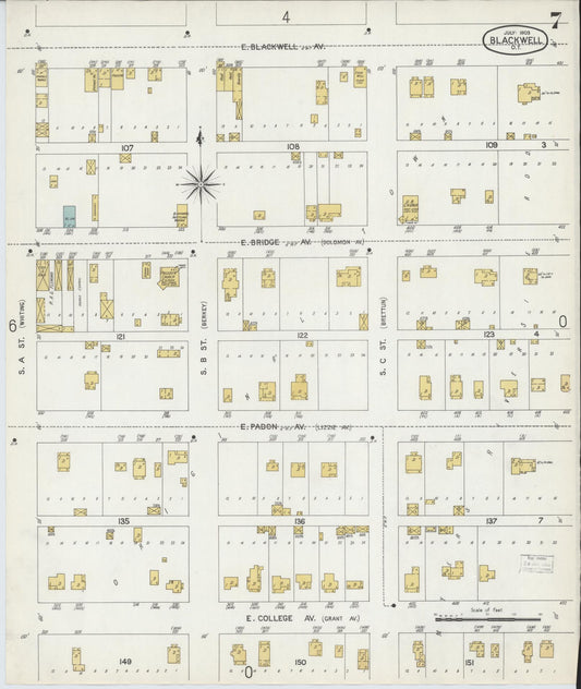 Sanborn Fire Insurance Map from Blackwell, Kay County, Oklahoma (1903), Sheet #0007 - Historic Sanborn Fire Insurance Map Print, vintage old map wall art, antique decor, genealogy gift, Oklahoma Oklahoma map
