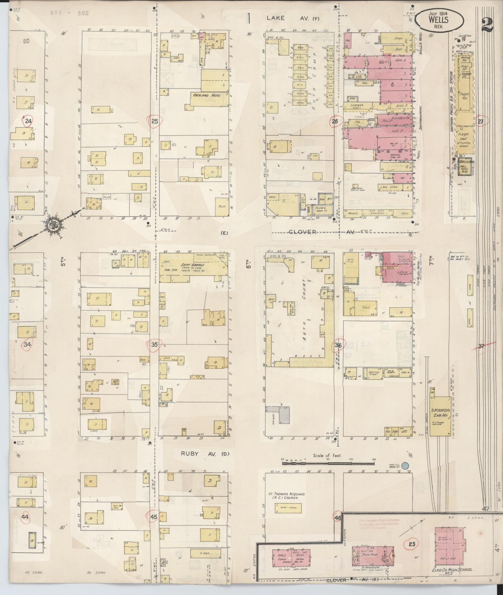 Sanborn Fire Insurance Map from Wells, Elko County, Nevada (1943), Sheet #0002 - Complete Map Set gallery image, historic Sanborn map, vintage wall art, Nevada Nevada