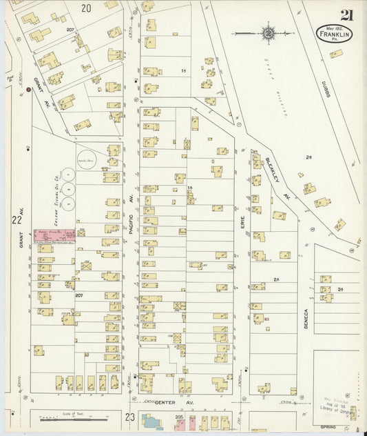 Sanborn Fire Insurance Map from Franklin, Venango County, Pennsylvania (1912), Sheet #0021 - Historic Sanborn Fire Insurance Map Print, vintage old map wall art, antique decor, genealogy gift, Pennsylvania Pennsylvania map