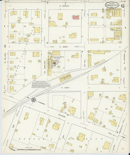 Sanborn Fire Insurance Map from Forrest City, Saint Francis County, Arkansas (1913), Sheet #0006 - Complete Map Set gallery image, historic Sanborn map, vintage wall art, Arkansas Arkansas