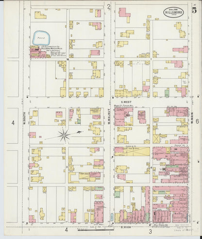 Sanborn Fire Insurance Map from Hillsboro, Highland County, Ohio (1898), Sheet #0005 - Historic Sanborn Fire Insurance Map Print, vintage old map wall art, antique decor, genealogy gift, Ohio Ohio map