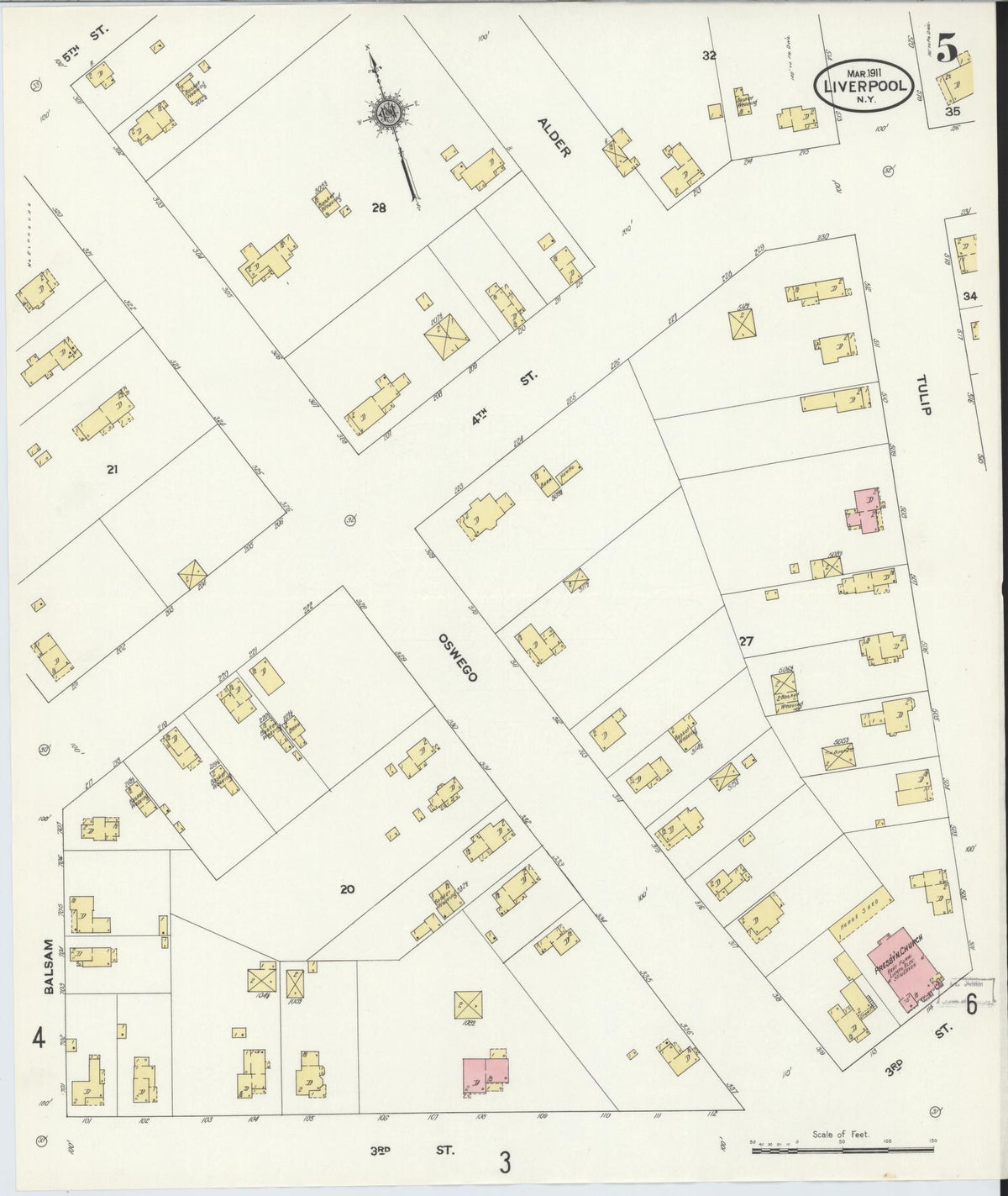 Sanborn Fire Insurance Map from Liverpool, Onondaga County, New York (1911), Sheet #0005 - Complete Map Set gallery image, historic Sanborn map, vintage wall art, New York New York