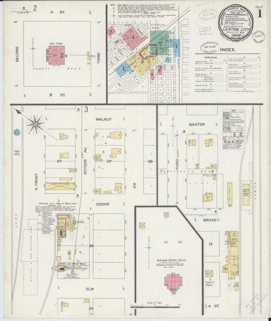 Sanborn Fire Insurance Map from Central City, Merrick County, Nebraska (1899), Sheet #0001 - Historic Sanborn Fire Insurance Map Print, vintage old map wall art, antique decor, genealogy gift, Nebraska Nebraska map