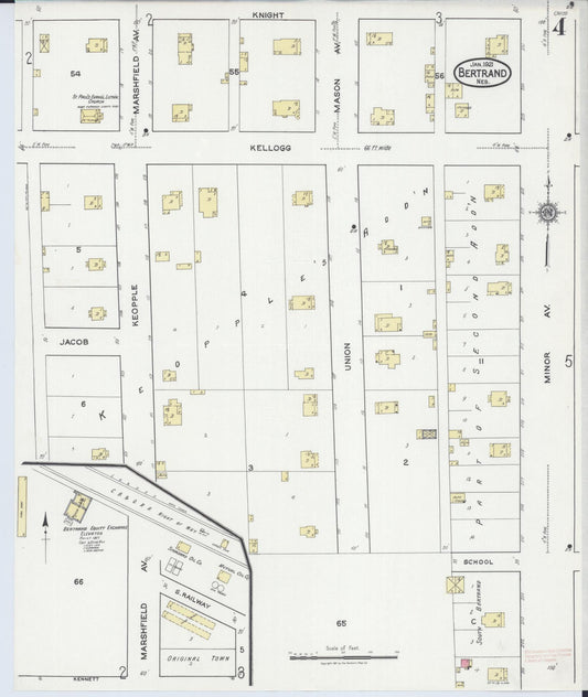 Sanborn Fire Insurance Map from Bertran, Phelps County, Nebraska (1921), Sheet #0004 - Historic Sanborn Fire Insurance Map Print, vintage old map wall art, antique decor, genealogy gift, Nebraska Nebraska map