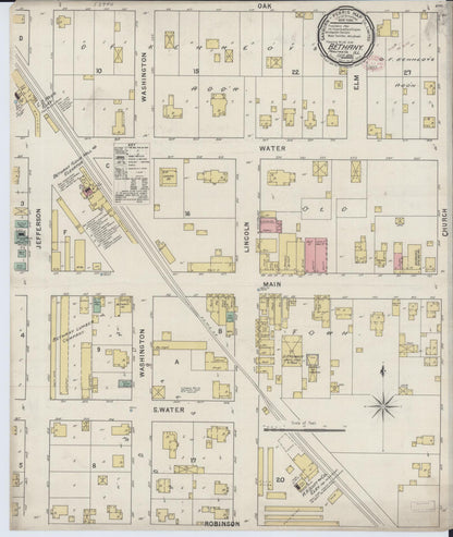 Sanborn Fire Insurance Map from Bethany, Moultrie County, Illinois (1895), Sheet #0001 - Historic Sanborn Fire Insurance Map Print, vintage old map wall art, antique decor, genealogy gift, Illinois Illinois map