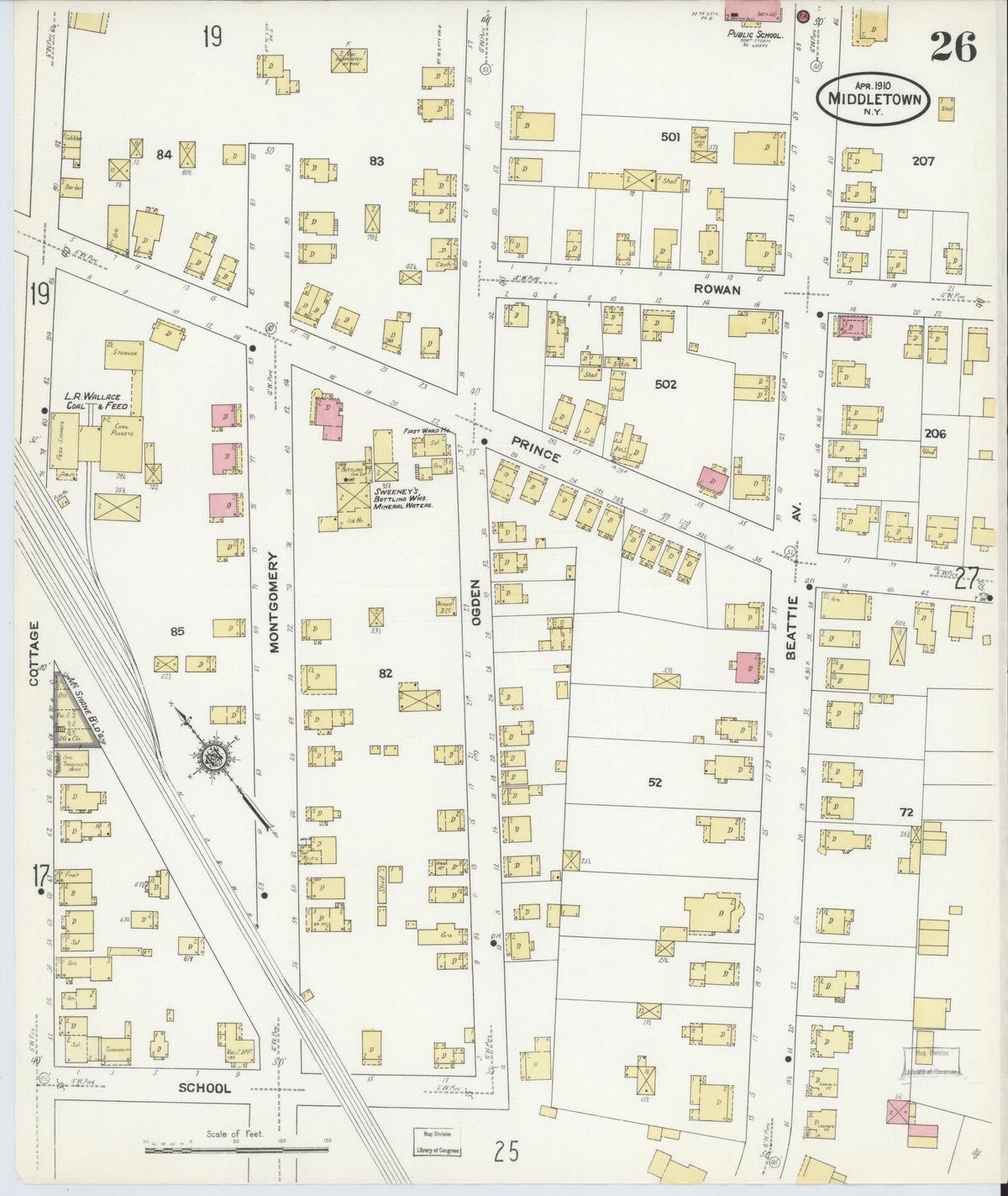 Sanborn Fire Insurance Map from Middletown, Orange County, New York (1910), Sheet #0026 - Complete Map Set gallery image, historic Sanborn map, vintage wall art, New York New York