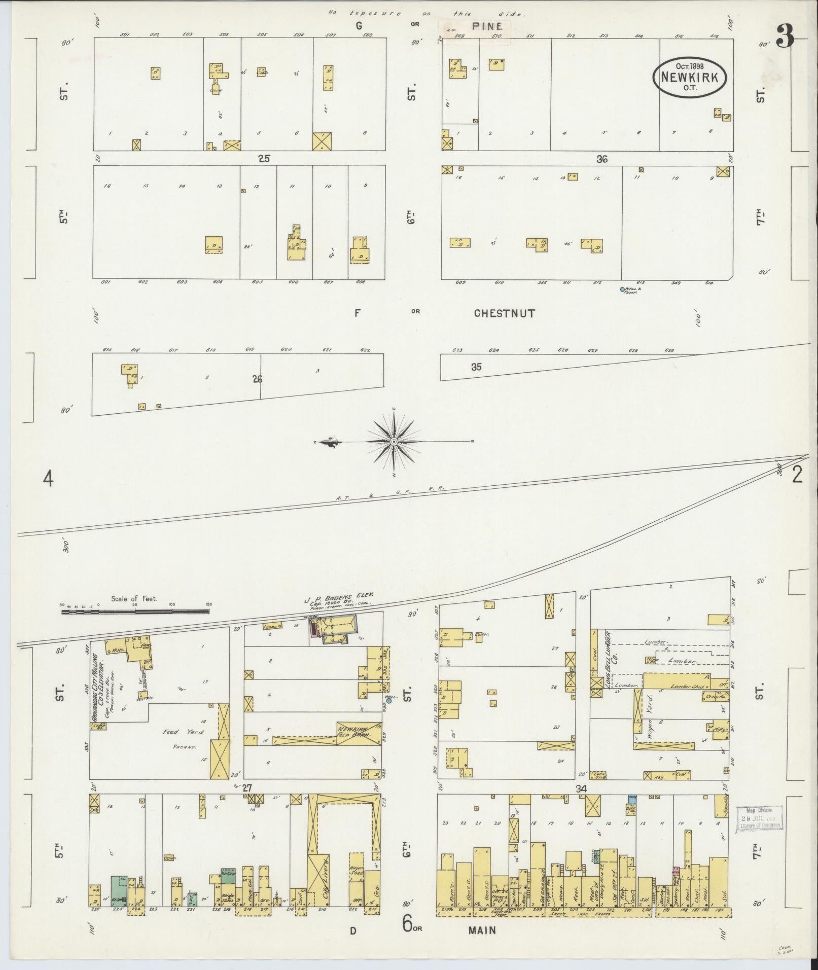 Sanborn Fire Insurance Map from Newkirk, Kay County, Oklahoma (1898), Sheet #0003 - Complete Map Set gallery image, historic Sanborn map, vintage wall art, Oklahoma Oklahoma