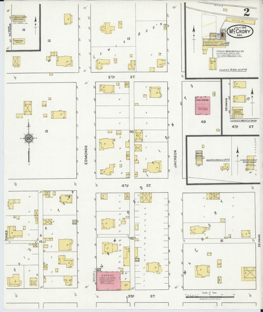 Sanborn Fire Insurance Map from McCrory, Woodruff County, Arkansas (1919), Sheet #0002 - Historic Sanborn Fire Insurance Map Print, vintage old map wall art, antique decor, genealogy gift, Arkansas Arkansas map
