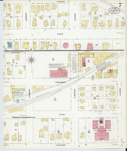 Sanborn Fire Insurance Map from Albion, Calhoun County, Michigan (1907), Sheet #0007 - Historic Sanborn Fire Insurance Map Print, vintage old map wall art, antique decor, genealogy gift, Michigan Michigan map