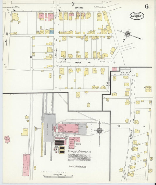 Sanborn Fire Insurance Map from Everett, Bedford County, Pennsylvania (1910), Sheet #0006 - Historic Sanborn Fire Insurance Map Print, vintage old map wall art, antique decor, genealogy gift, Pennsylvania Pennsylvania map
