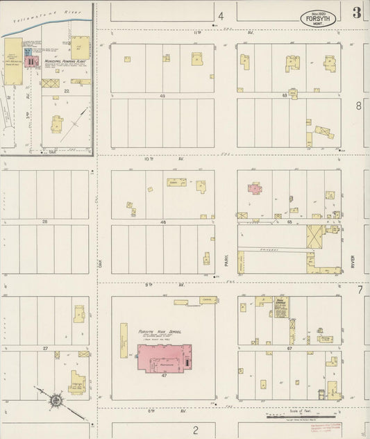 Sanborn Fire Insurance Map from Forsyth, Rosebud County, Montana (1920), Sheet #0003 - Historic Sanborn Fire Insurance Map Print, vintage old map wall art, antique decor, genealogy gift, Montana Montana map