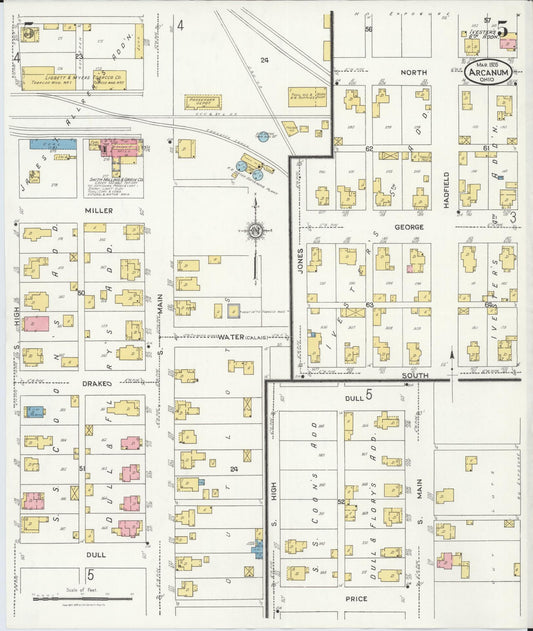 Sanborn Fire Insurance Map from Arcanum, Darke County, Ohio (1926), Sheet #0005 - Historic Sanborn Fire Insurance Map Print, vintage old map wall art, antique decor, genealogy gift, Ohio Ohio map