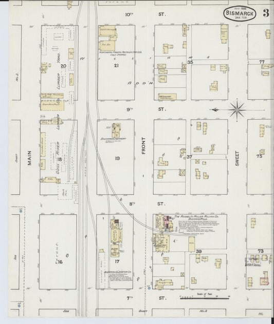 Sanborn Fire Insurance Map from Bismarck, Burleigh County, North Dakota (1888), Sheet #0003 - Historic Sanborn Fire Insurance Map Print, vintage old map wall art, antique decor, genealogy gift, North Dakota North Dakota map