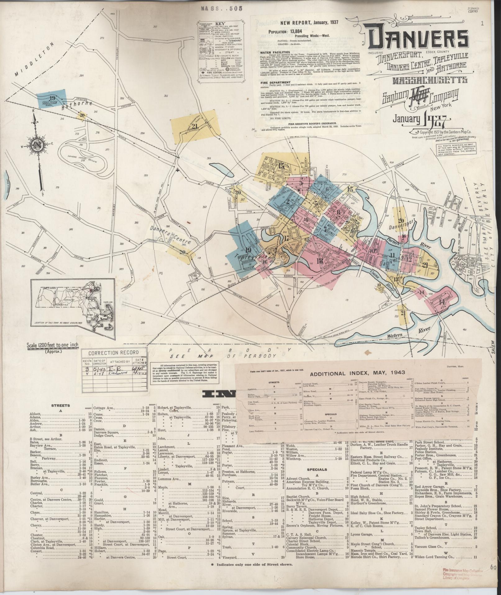 Sanborn Fire Insurance Map from Danvers, Essex County, Massachusetts. (1948) – Historic Sanborn Fire Insurance Map Print