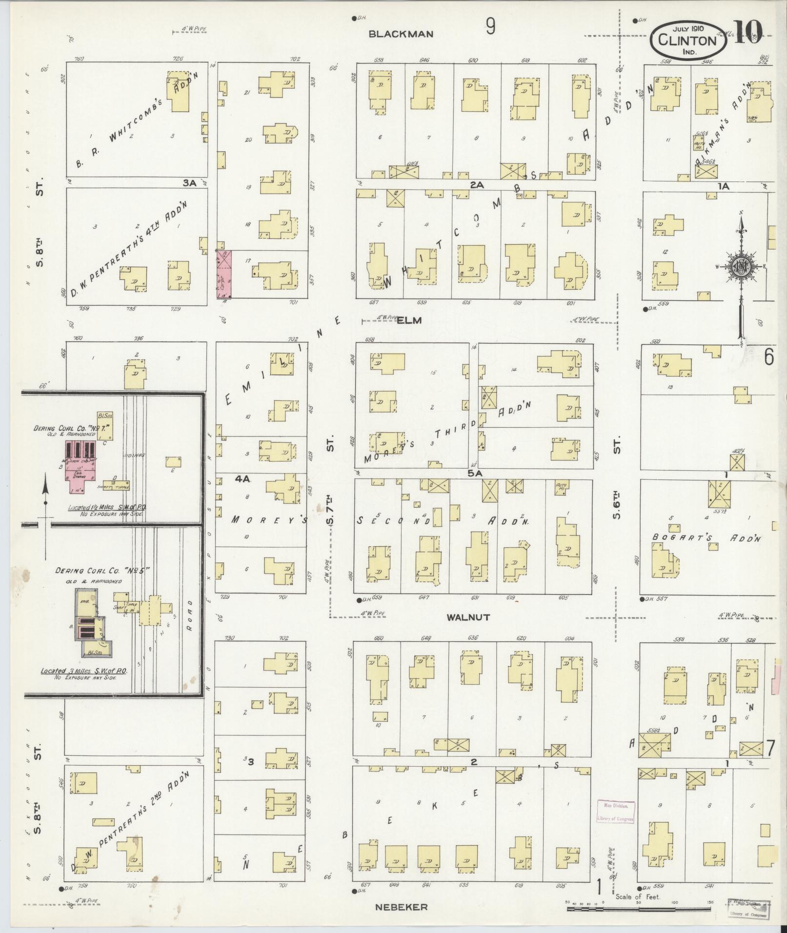 Sanborn Fire Insurance Map from Clinton, Vermillion County, Indiana (1910), Sheet #0010 - Historic Sanborn Fire Insurance Map Print, vintage old map wall art, antique decor, genealogy gift, Indiana Indiana map