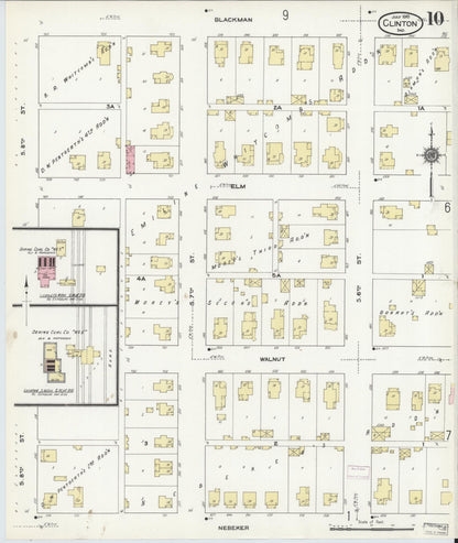Sanborn Fire Insurance Map from Clinton, Vermillion County, Indiana (1910), Sheet #0010 - Historic Sanborn Fire Insurance Map Print, vintage old map wall art, antique decor, genealogy gift, Indiana Indiana map