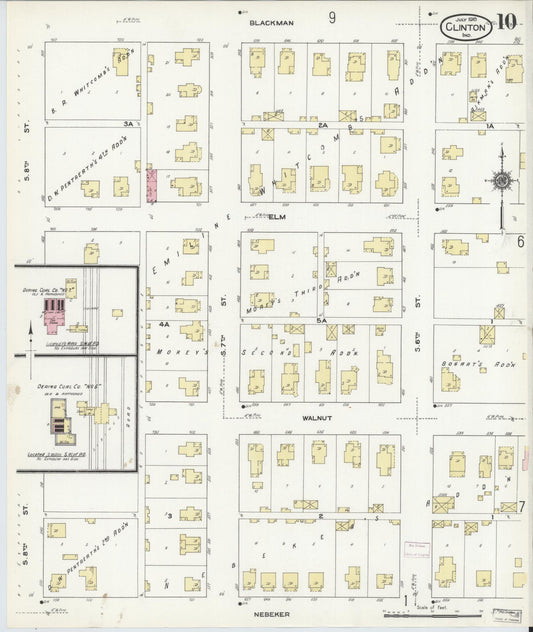 Sanborn Fire Insurance Map from Clinton, Vermillion County, Indiana (1910), Sheet #0010 - Historic Sanborn Fire Insurance Map Print, vintage old map wall art, antique decor, genealogy gift, Indiana Indiana map