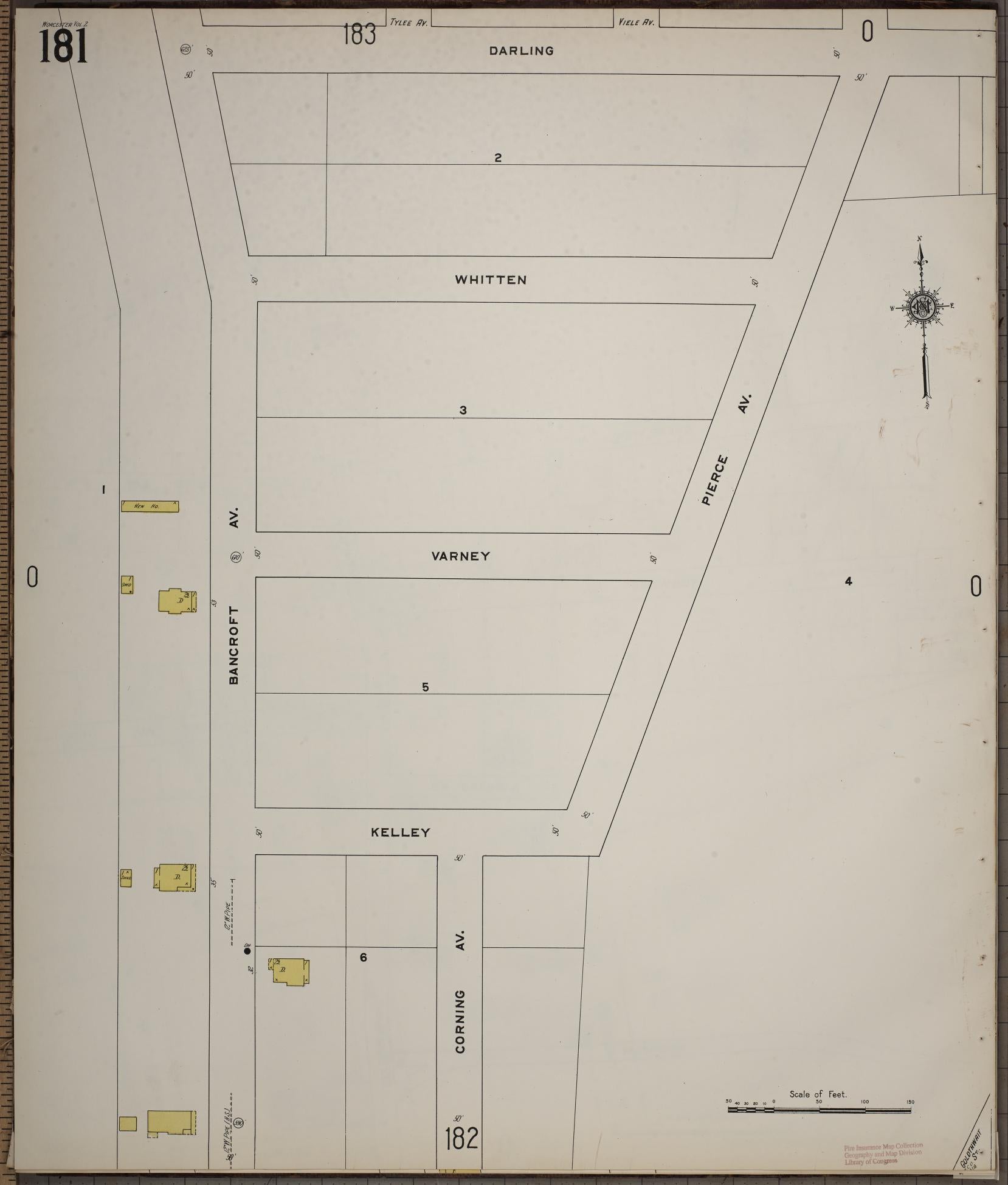Sanborn Fire Insurance Map from Worcester, Worcester County, Massachusetts (1910), Sheet #0181 - Complete Map Set gallery image, historic Sanborn map, vintage wall art, Massachusetts Massachusetts