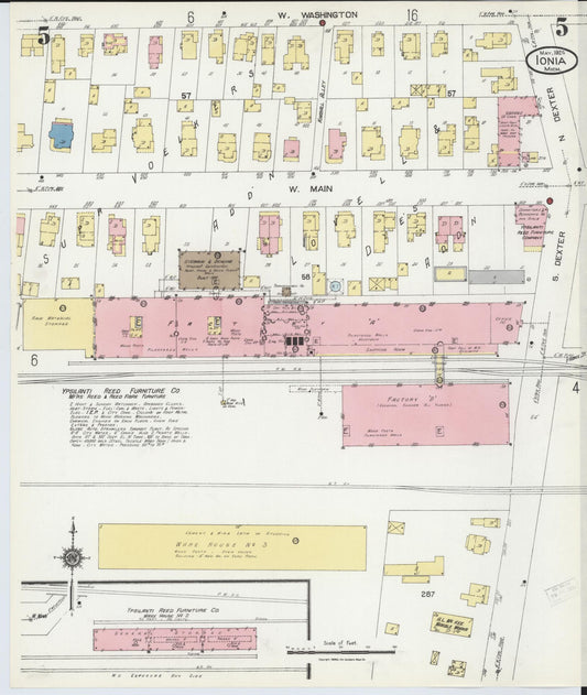 Sanborn Fire Insurance Map from Ionia, Ionia County, Michigan (1924), Sheet #0005 - Historic Sanborn Fire Insurance Map Print, vintage old map wall art, antique decor, genealogy gift, Michigan Michigan map