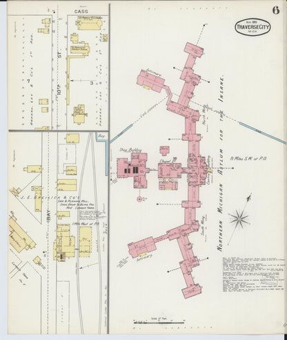 Sanborn Fire Insurance Map from Traverse City, Grand Traverse County, Michigan (1893), Sheet #0006 - Complete Map Set gallery image, historic Sanborn map, vintage wall art, Michigan Michigan