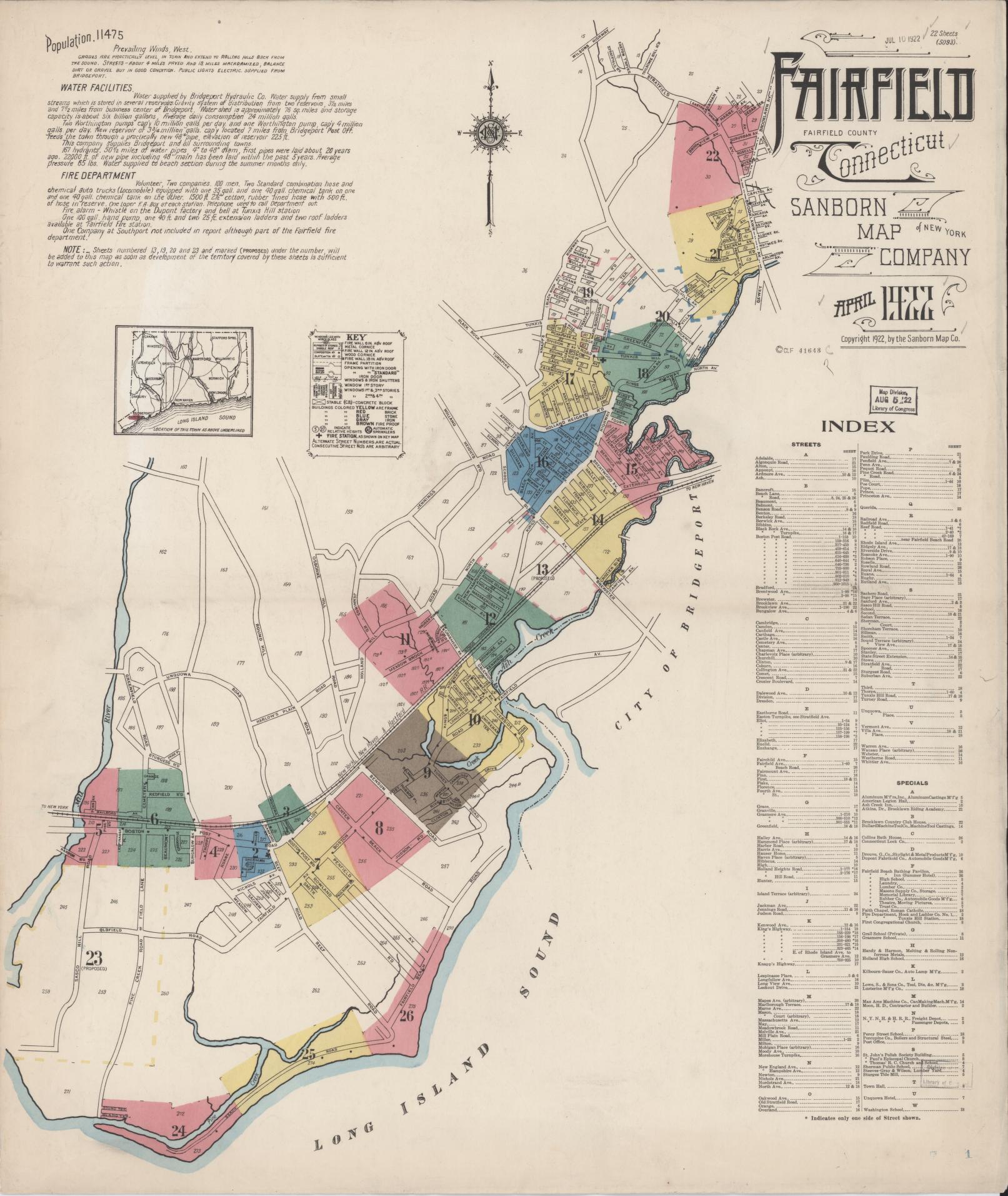 Sanborn Fire Insurance Map from Fairfield, Fairfield County, Connecticut. (1922) – Historic Sanborn Fire Insurance Map Print
