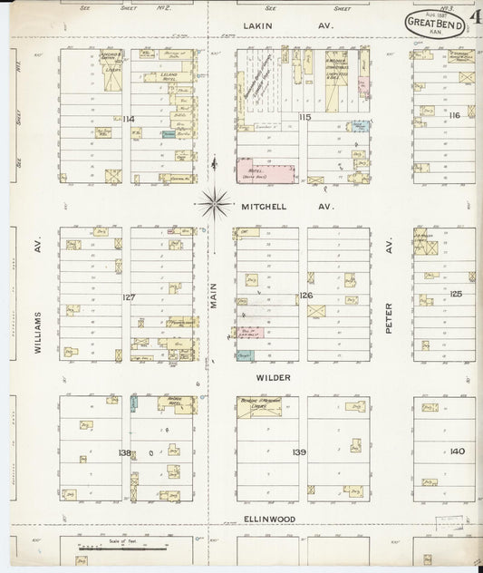 Sanborn Fire Insurance Map from Great Bend, Barton County, Kansas (1887), Sheet #0004 - Historic Sanborn Fire Insurance Map Print, vintage old map wall art, antique decor, genealogy gift, Kansas Kansas map