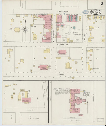 Sanborn Fire Insurance Map from Marion, Perry County, Alabama (1894), Sheet #0002 - Complete Map Set gallery image, historic Sanborn map, vintage wall art, Alabama Alabama