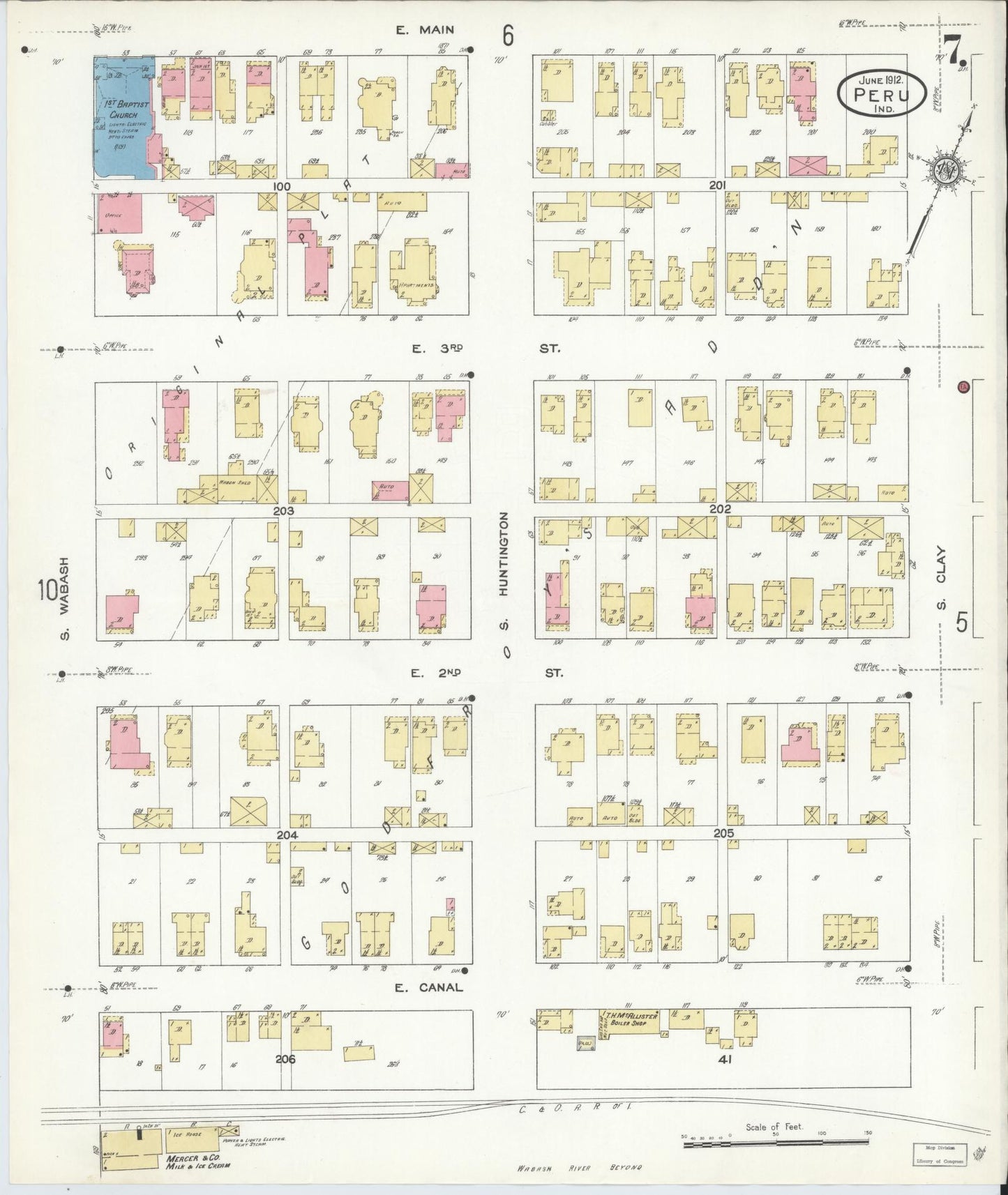 Sanborn Fire Insurance Map from Peru, Miami County, Indiana (1912), Sheet #0007 - Complete Map Set gallery image, historic Sanborn map, vintage wall art, Indiana Indiana