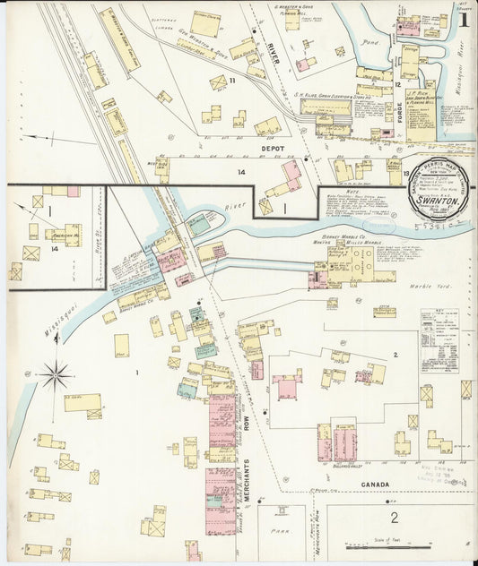 Sanborn Fire Insurance Map from Swanton, Franklin County, Vermont (1897), Sheet #0001 - Complete Map Set gallery image, historic Sanborn map, vintage wall art, Vermont Vermont