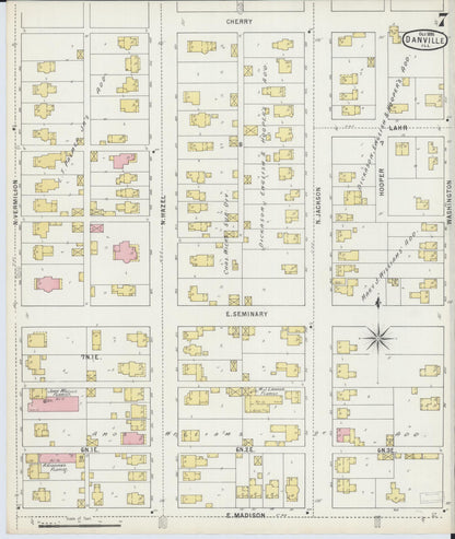 Sanborn Fire Insurance Map from Danville, Vermilion County, Illinois (1895), Sheet #0007 - Complete Map Set gallery image, historic Sanborn map, vintage wall art, Illinois Illinois