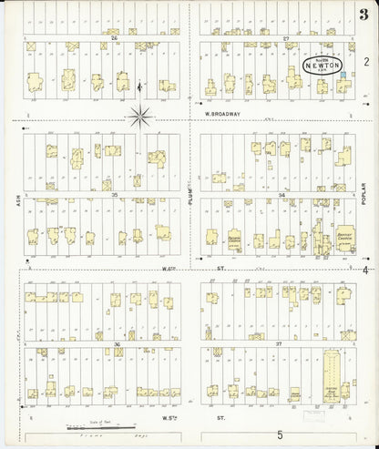 Sanborn Fire Insurance Map from Newton, Harvey County, Kansas (1896), Sheet #0003 - Complete Map Set gallery image, historic Sanborn map, vintage wall art, Kansas Kansas