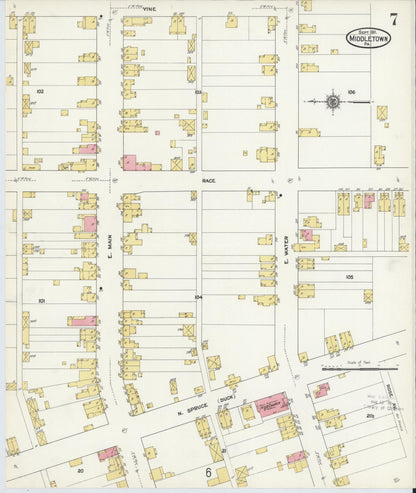 Sanborn Fire Insurance Map from Middletown, Dauphin County, Pennsylvania (1911), Sheet #0007 - Complete Map Set gallery image, historic Sanborn map, vintage wall art, Pennsylvania Pennsylvania