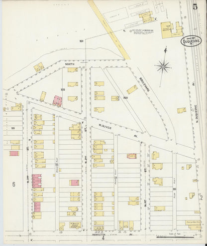 Sanborn Fire Insurance Map from Duquesne, Allegheny County, Pennsylvania (1907), Sheet #0005 - Historic Sanborn Fire Insurance Map Print, vintage old map wall art, antique decor, genealogy gift, Pennsylvania Pennsylvania map