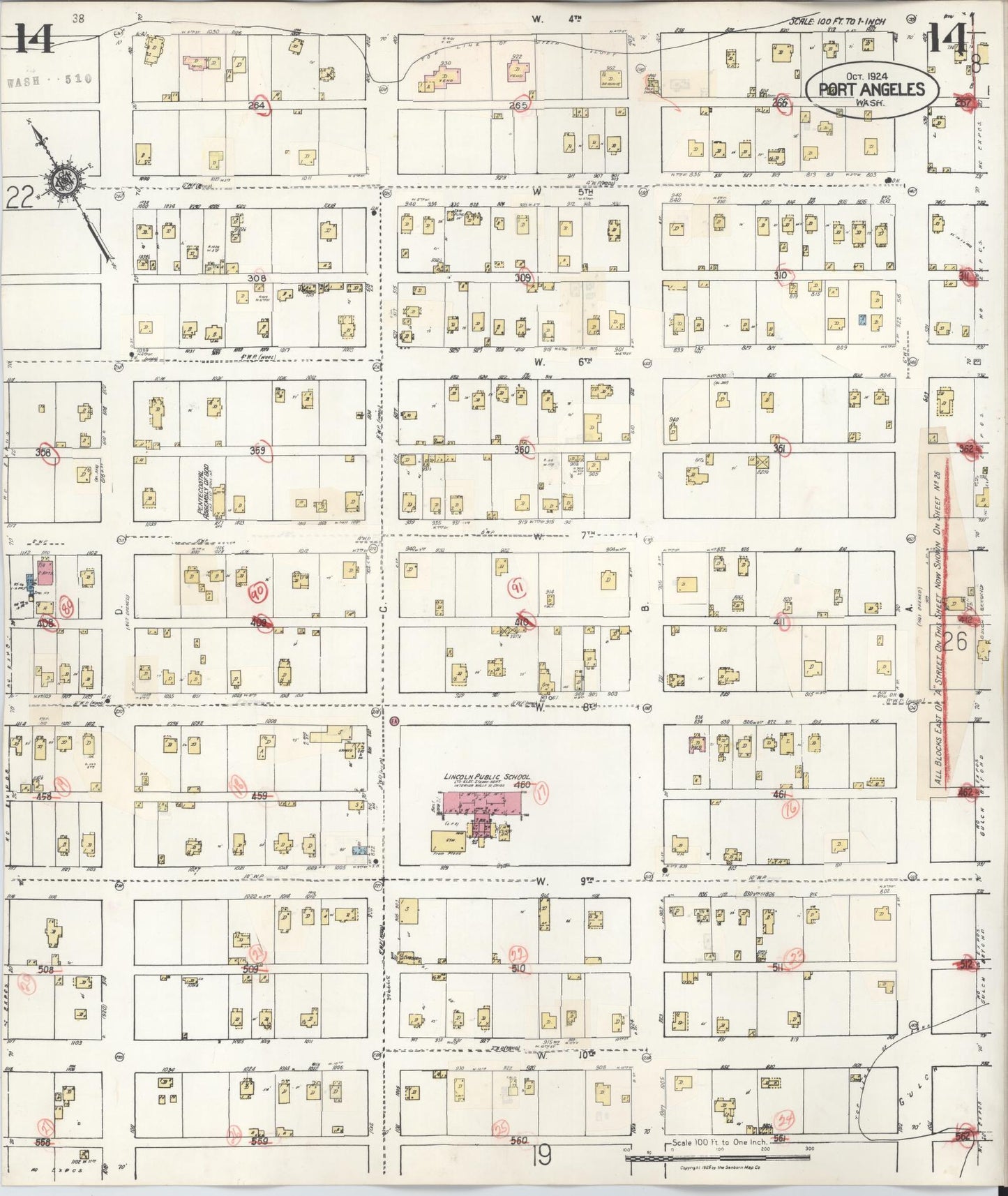 Sanborn Fire Insurance Map from Port Angeles, Clallam County, Washington (1949), Sheet #0014 - Complete Map Set gallery image, historic Sanborn map, vintage wall art, Washington Washington