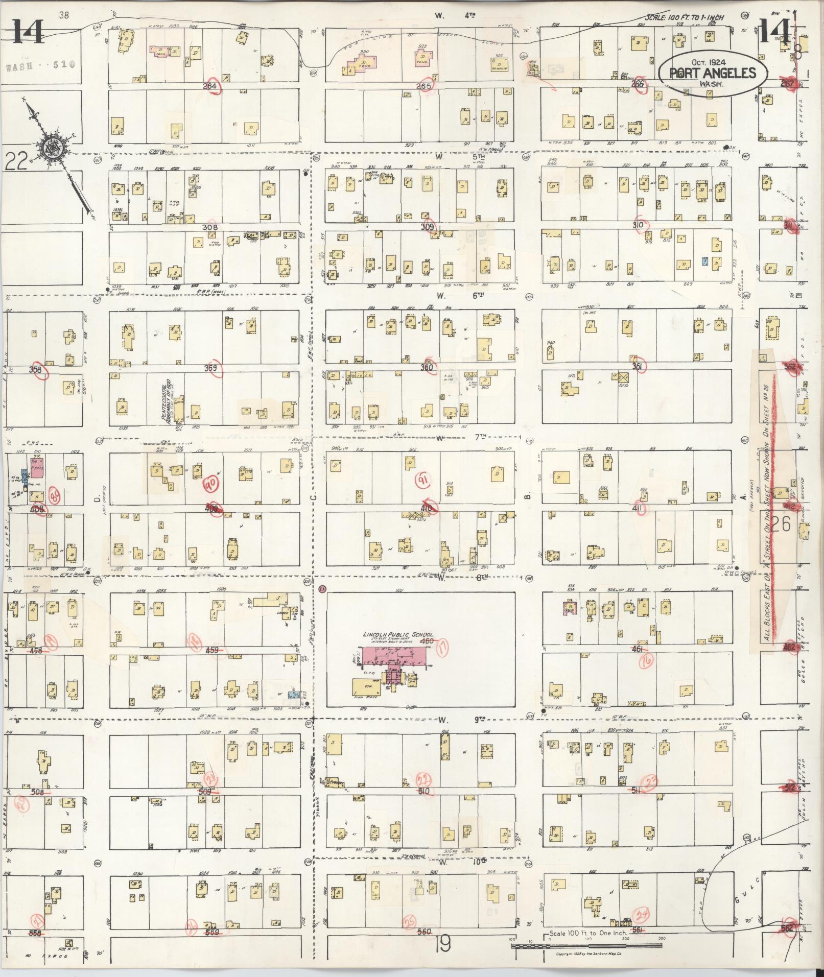Sanborn Fire Insurance Map from Port Angeles, Clallam County, Washington (1949), Sheet #0014 - Complete Map Set gallery image, historic Sanborn map, vintage wall art, Washington Washington
