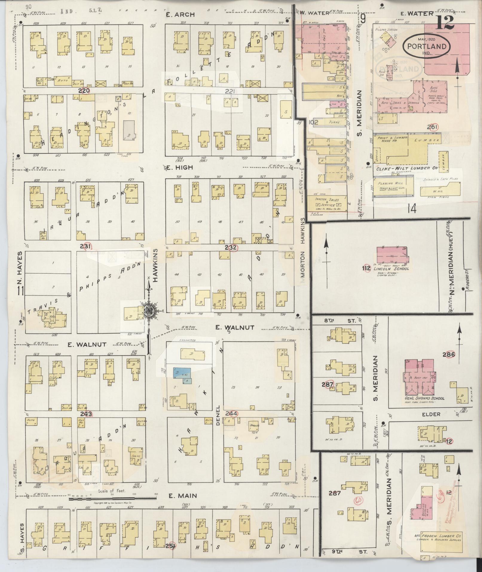 Sanborn Fire Insurance Map from Portland, Jay County, Indiana (1946), Sheet #0012 - Complete Map Set gallery image, historic Sanborn map, vintage wall art, Indiana Indiana
